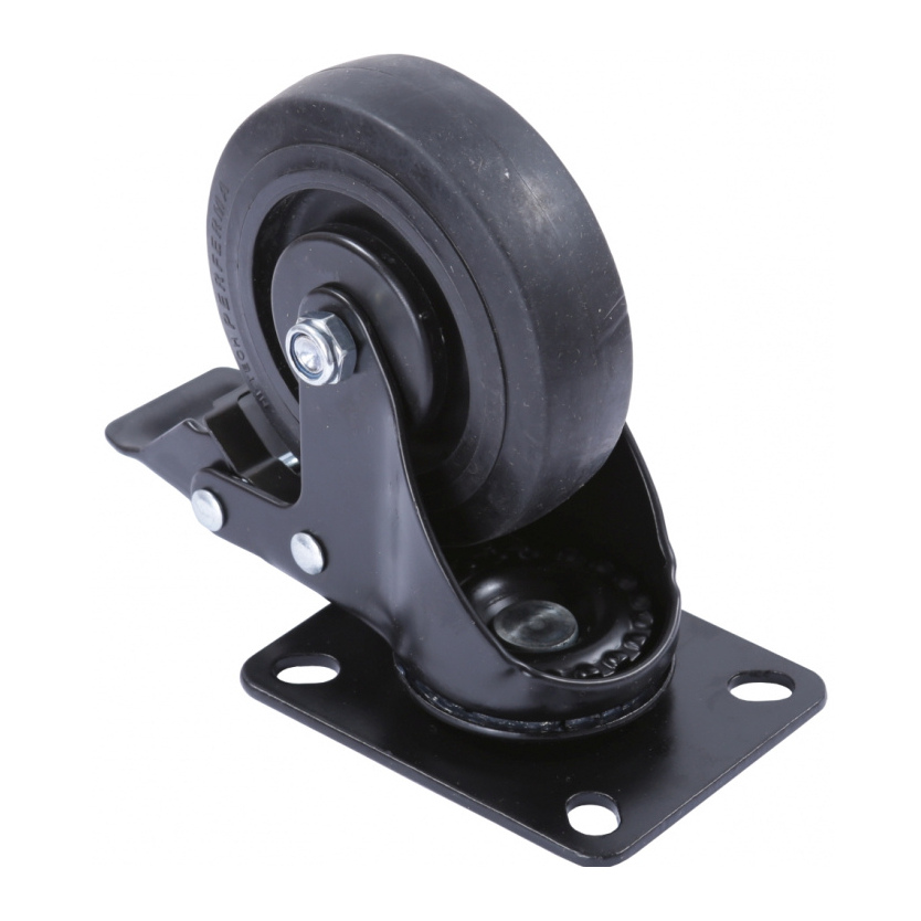 Swivel Castor with Brake  - Black Wheel 100mm  / Black Frame