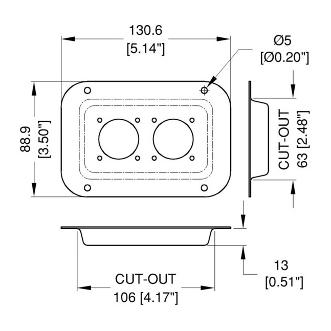 Tuff Cab Medium Dish punched for 2x Neutrik G-Series sockets (NL8 / NLT4)