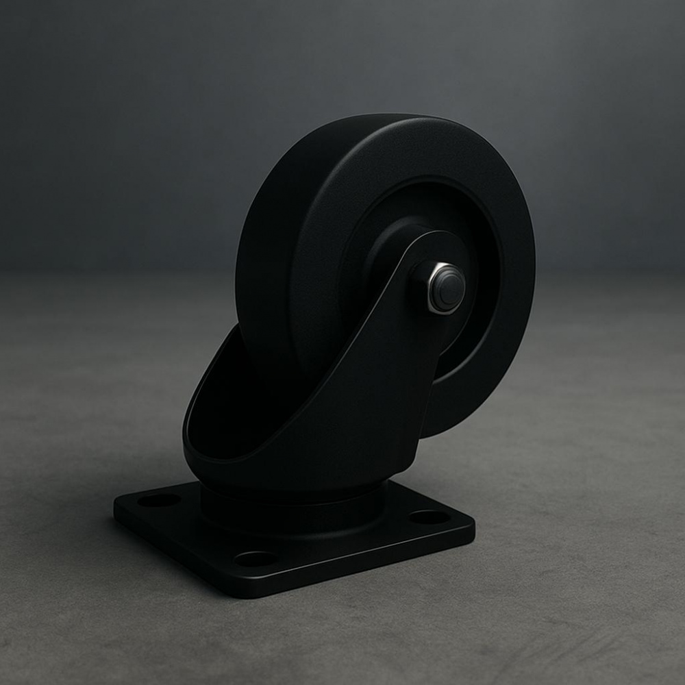 4 inch Swivel Castor/Caster - Black Wheel 100mm and Black Frame