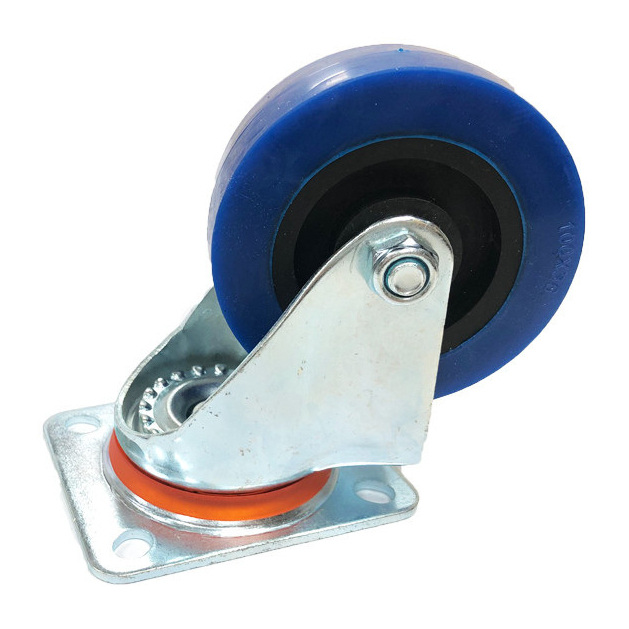 Premium Swivel Castor - Blue Wheel 100mm 