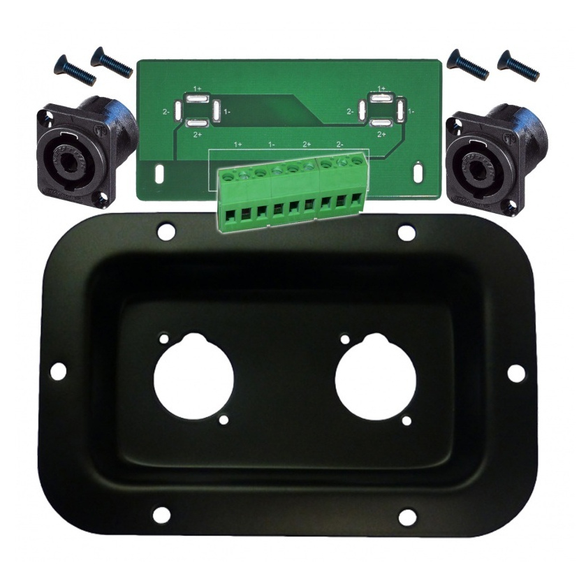 Connector Dish Kit with 2 x NL4MPXX Speakons, Terminal Block & PCB