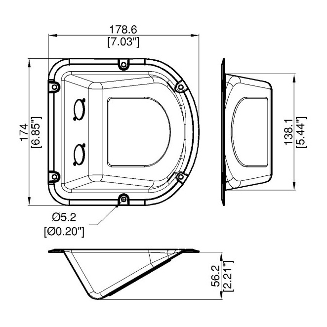 Tuff Cab Recessed Dish punched for 2x Neutrik G-Series sockets (NL8 / NLT4)