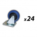 Box of 24 Swivel Castor - Blue Wheel 100mm 