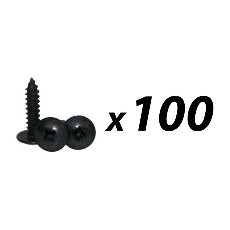 Pack of 100 Self tap screw No10 x 18mm flange head - black