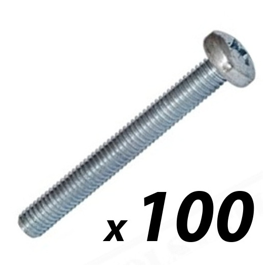 100 Pack of Tuff Cab M4 x 50mm Pozi Pan Head Zinc Plated