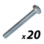 20 Pack of Tuff Cab M4 x 50mm Pozi Pan Head Zinc Plated