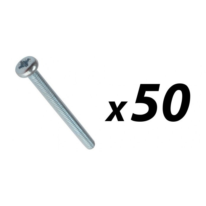 Pack of 50 Tuff Cab M5 x 50mm Pozi Pan Head Screw Zinc Plated