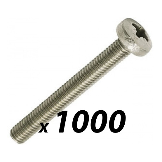 Pack of 1000 Tuff Cab M6 x 50mm Pozi Pan Head Screw Zinc Plated