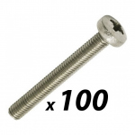 Pack of 100 Tuff Cab M6 x 50mm Pozi Pan Head Screw Zinc Plated